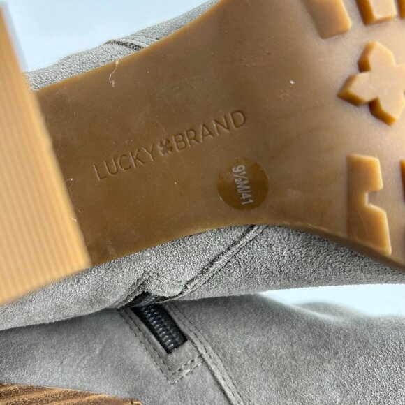 Lucky Brand Noryn Gray Suede Ankle Boots Leather Size 9.5M - Picture 8 of 10